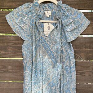 Varina Top - Light Blue and Cream